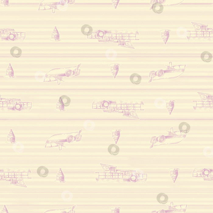 Скачать Парусники с полосатым бесшовным рисунком, нарисованным вручную в морском стиле фотосток Ozero