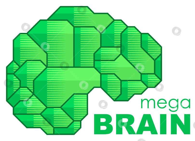 Скачать Векторный шаблон дизайна силуэта логотипа Brain, вид сбоку. Проведите мозговой штурм, придумайте концепцию логотипа. фотосток Ozero