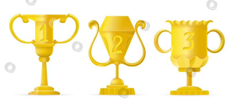 Скачать Набор различных наградных кубков golden bowls champion. Векторный знак кубка фотосток Ozero