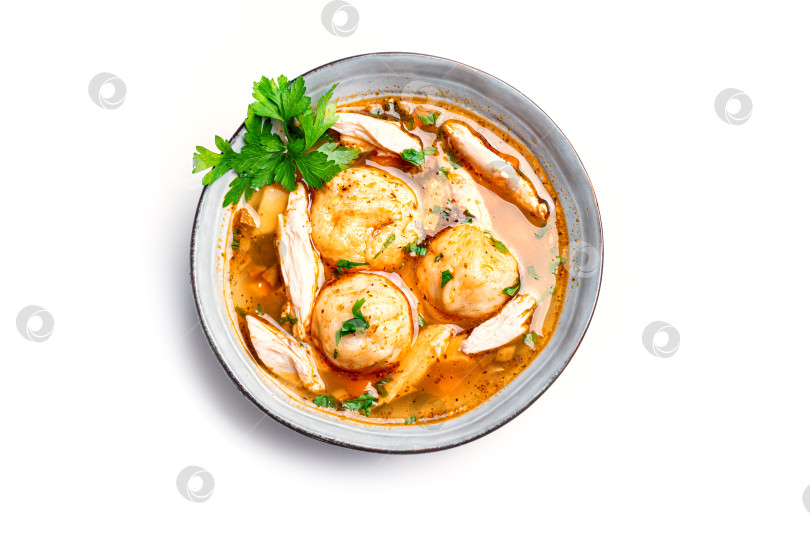 Скачать Шарики из мацы и куриный суп фотосток Ozero