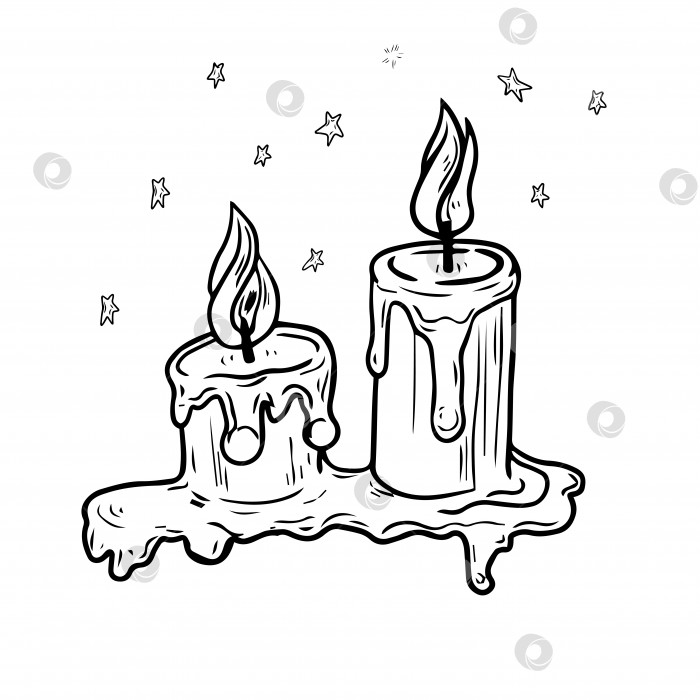 Скачать Векторная иллюстрация свечи, выделенная на белом фоне. Иллюстрация в виде каракулей фотосток Ozero