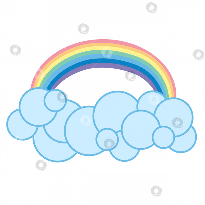 Скачать Цветная радуга с голубыми облаками облака, вектор фотосток Ozero