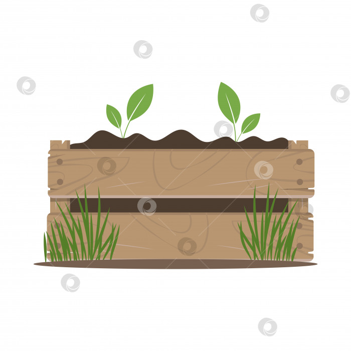 Скачать Выращивание растений в деревянном ящике с почвой фотосток Ozero