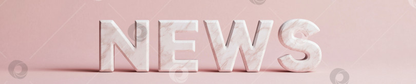 Скачать Элегантные мраморные буквы, образующие слово NEWS на нежно-розовом фоне фотосток Ozero
