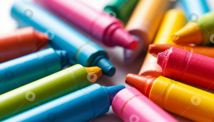 Скачать Pastel rainbow chalks for drawing. AI generated. фотосток Ozero