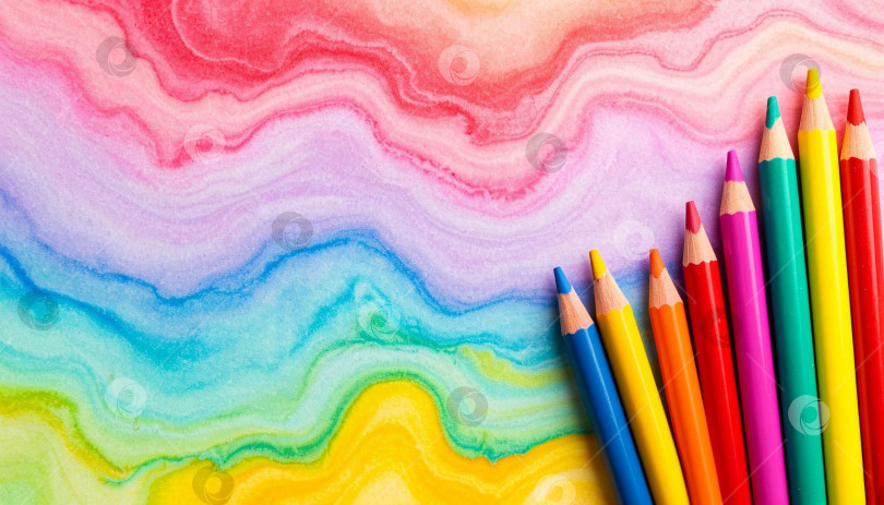 Скачать Радужные пастельные карандаши. Создан искусственный интеллект. фотосток Ozero