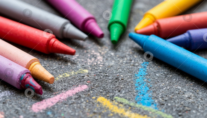 Скачать Рисунок мелом пастельных тонов на асфальте. Создан искусственным интеллектом. фотосток Ozero