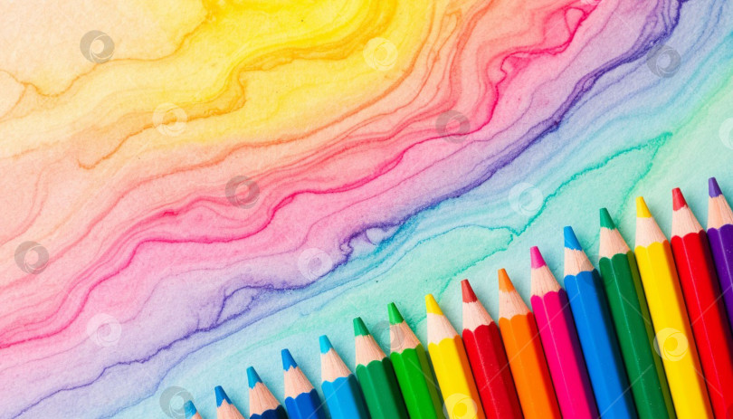 Скачать Радужные пастельные карандаши. Создан искусственный интеллект. фотосток Ozero