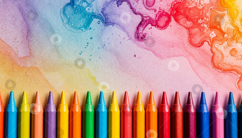 Скачать Радужные пастельные карандаши. Создан искусственный интеллект. фотосток Ozero