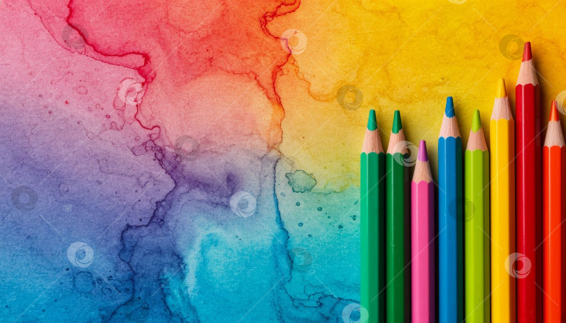Скачать Радужные пастельные карандаши. Создан искусственный интеллект. фотосток Ozero