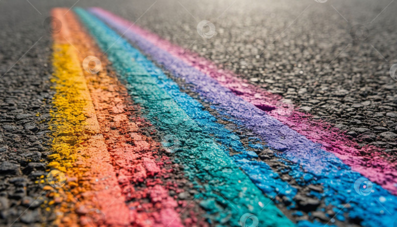 Скачать Асфальт раскрашен пастельными мелками. Создан искусственный интеллект. фотосток Ozero