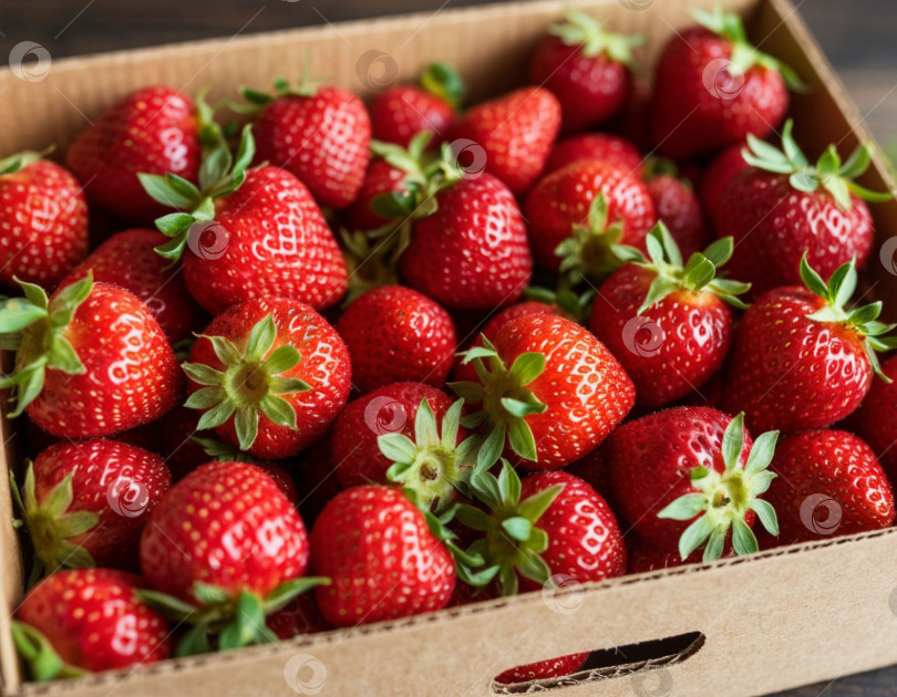 Скачать Спелая клубника в коробке. Сгенерировано Ii. фотосток Ozero
