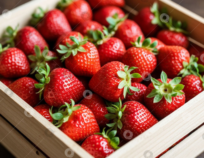 Скачать Спелая клубника в коробке. Сгенерировано Ii. фотосток Ozero