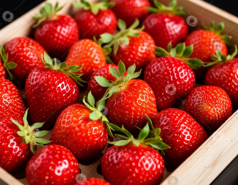 Скачать Спелая клубника в коробке. Сгенерировано Ii. фотосток Ozero