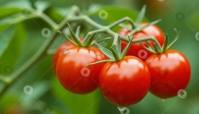 Скачать Помидоры черри на ветке. Создано искусственным интеллектом. фотосток Ozero