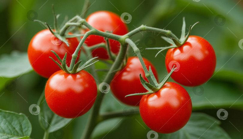 Скачать Помидоры черри на ветке. Создано искусственным интеллектом. фотосток Ozero