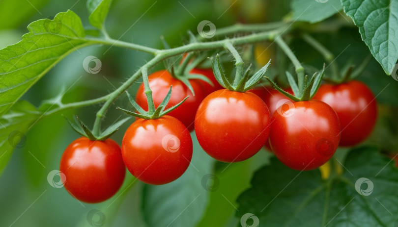 Скачать Помидоры черри на ветке. Создано искусственным интеллектом. фотосток Ozero