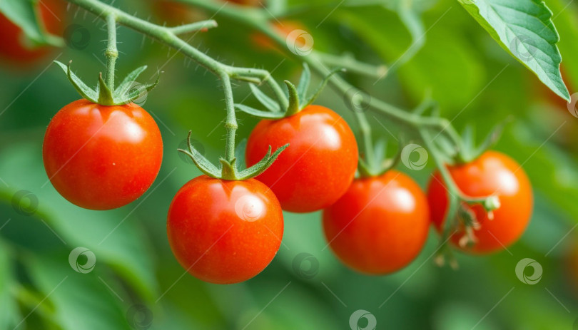 Скачать Помидоры черри на ветке. Создано искусственным интеллектом. фотосток Ozero