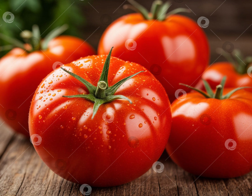 Скачать Макросъемка сочных помидоров крупным планом. Создано искусственным интеллектом. фотосток Ozero