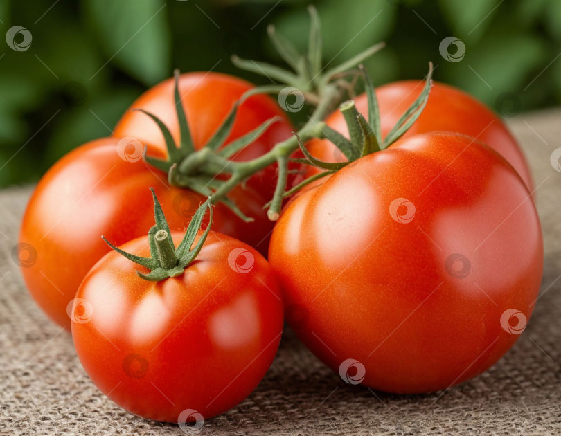 Скачать Макросъемка сочных помидоров крупным планом. Создано искусственным интеллектом. фотосток Ozero