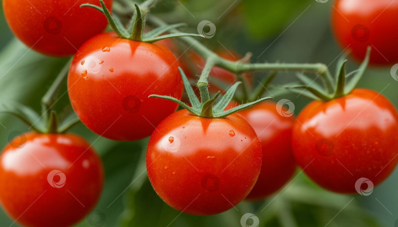 Скачать Помидоры черри на ветке. Создано искусственным интеллектом. фотосток Ozero