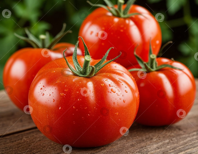 Скачать Макросъемка сочных помидоров крупным планом. Создано искусственным интеллектом. фотосток Ozero