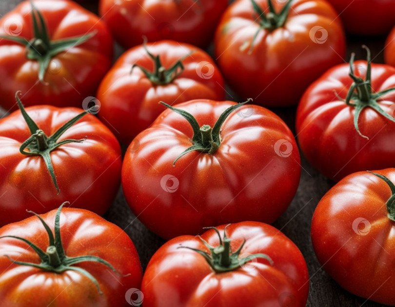 Скачать Макросъемка сочных помидоров крупным планом. Создано искусственным интеллектом. фотосток Ozero