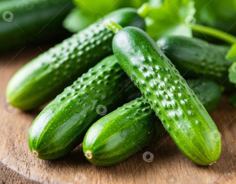 Скачать Свежие огурцы. Генерируется искусственным интеллектом. фотосток Ozero