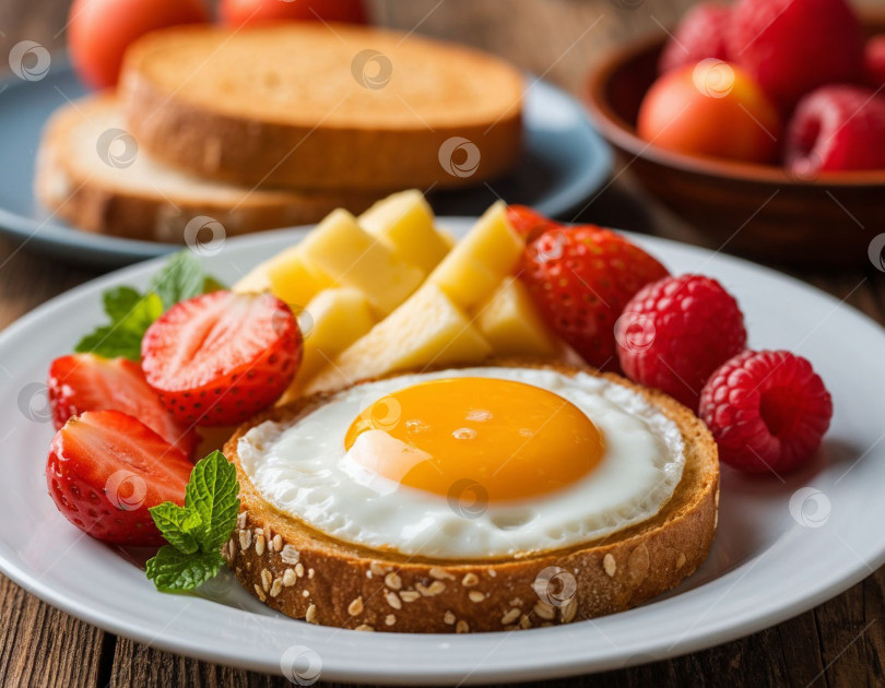 Скачать Завтрак на столе. Генерируется искусственным интеллектом. фотосток Ozero