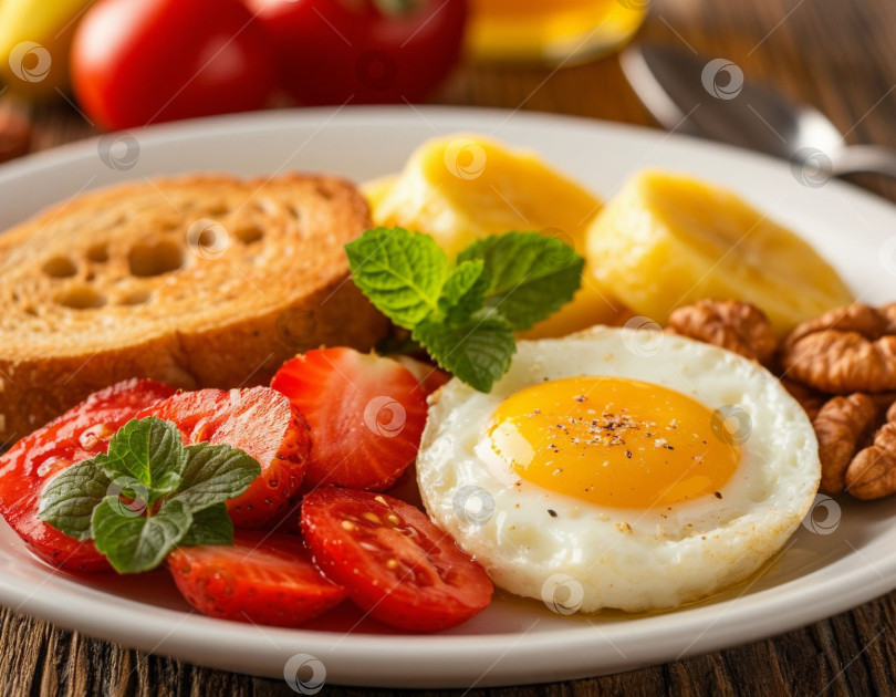 Скачать Завтрак на столе. Генерируется искусственным интеллектом. фотосток Ozero