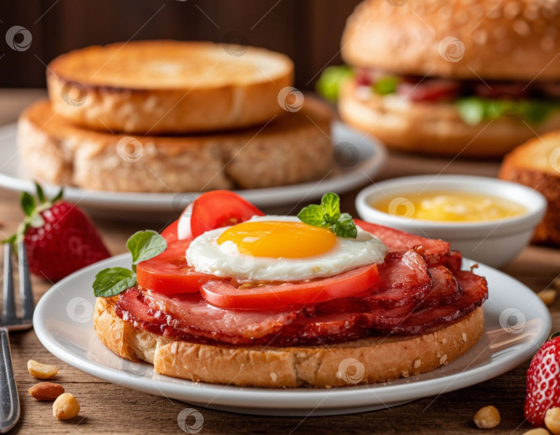 Скачать Завтрак на столе. Генерируется искусственным интеллектом. фотосток Ozero