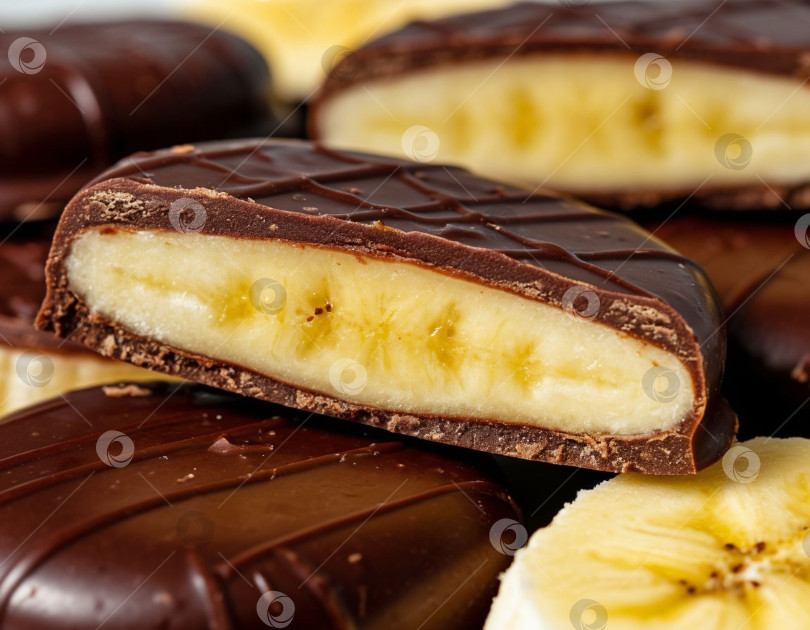 Скачать Бананы в шоколаде, сладости. Создано искусственным интеллектом. фотосток Ozero