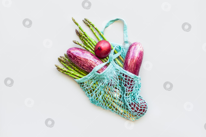 Скачать Хозяйственная сумка из хлопчатобумажной сетки для свежих органических овощей фотосток Ozero