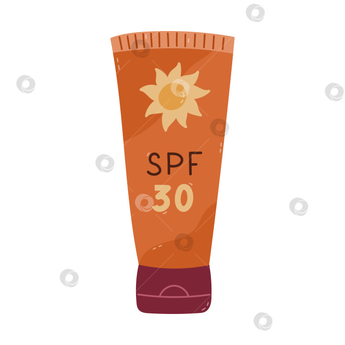 Скачать Очаровательный мультяшный солнцезащитный крем rube с SPF 30 для защиты от солнца, профилактики рака и старения. Симпатичный защитный лосьон с рисунком от руки для лета и жаркой погоды. Изображение солнцезащитного крема на белом фоне фотосток Ozero
