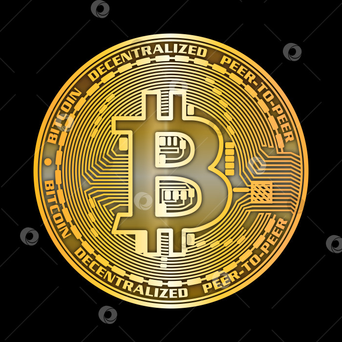Скачать Золотая реалистичная монета биткоин. Криптовалюта golden coin - изолированный символ биткоина. фотосток Ozero