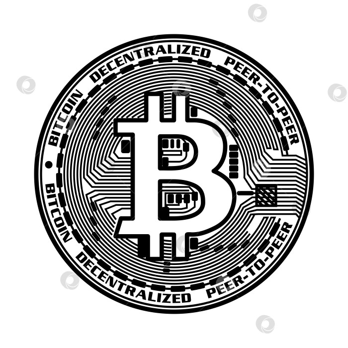 Скачать Золотая реалистичная монета биткоин. Криптовалюта golden coin - изолированный символ биткоина. фотосток Ozero