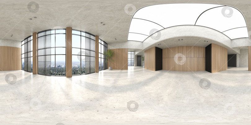 Скачать 360-градусная панорама пустой приемной в современном стиле с 3D-рендерингом интерьера фотосток Ozero