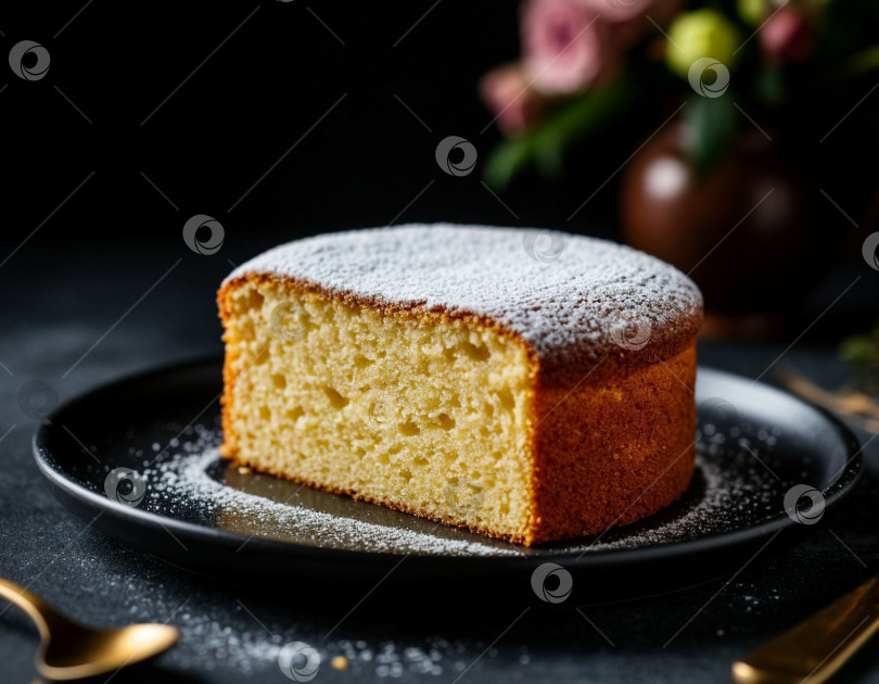 Скачать Бисквитный торт на столе. Создан искусственный интеллект. фотосток Ozero