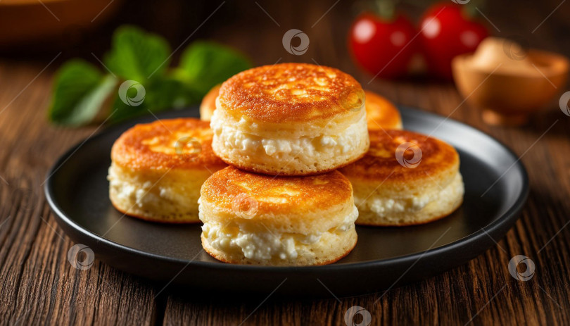 Скачать Блинчики с творогом на завтрак. Создано искусственным интеллектом. фотосток Ozero