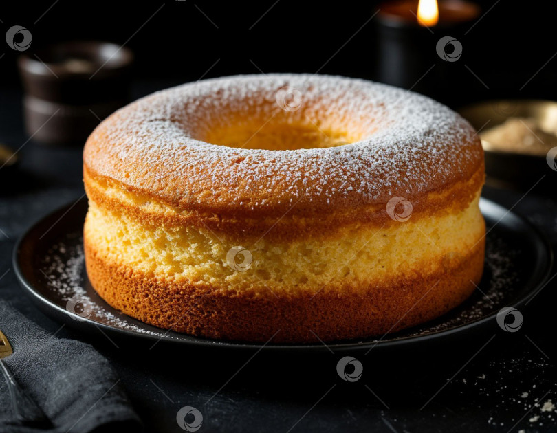 Скачать Бисквитный торт на столе. Создан искусственный интеллект. фотосток Ozero