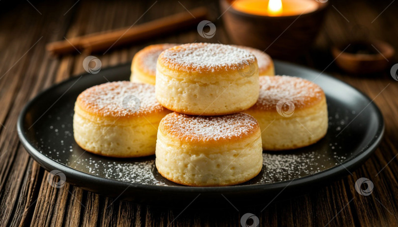 Скачать Блинчики с творогом на завтрак. Создано искусственным интеллектом. фотосток Ozero
