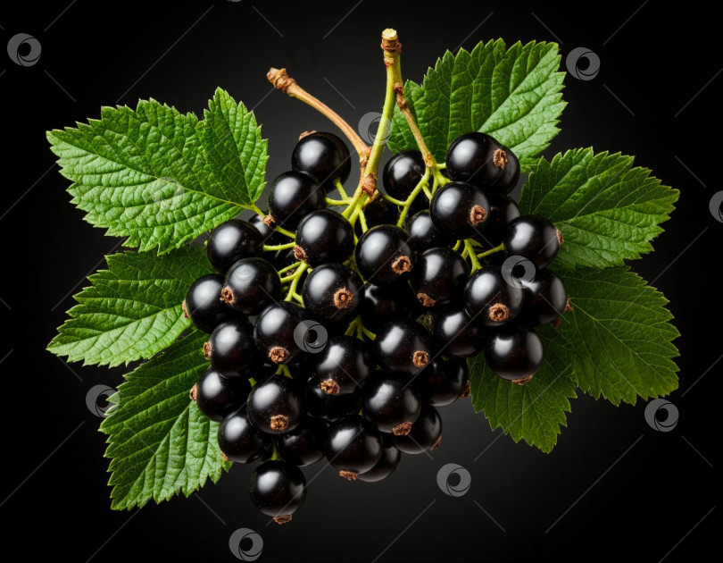 Скачать Черная смородина на темном фоне крупным планом. Создано искусственным интеллектом. фотосток Ozero