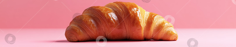 Скачать Ультрареалистичный черный матовый круассан на розовой поверхности для современного кулинарного искусства и дизайна фотосток Ozero