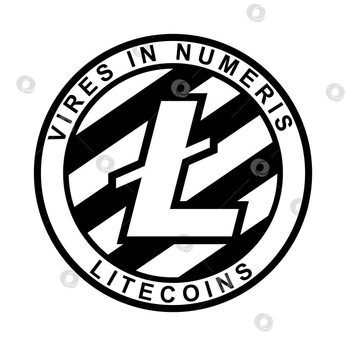 Скачать Реалистичная монета Litecoin. Выделенный символ биткоина - золотая монета криптовалюты. фотосток Ozero