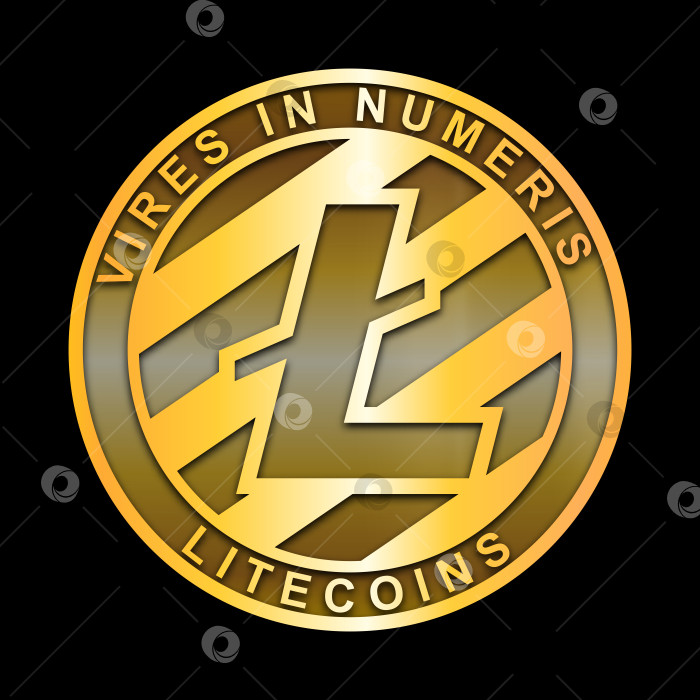Скачать Золотая реалистичная монета Litecoin. Выделенный символ биткоина - золотая монета криптовалюты. фотосток Ozero