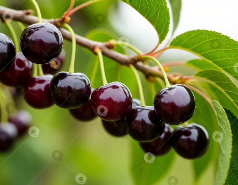 Скачать Черная черемуха крупным планом. Создан искусственный интеллект. фотосток Ozero