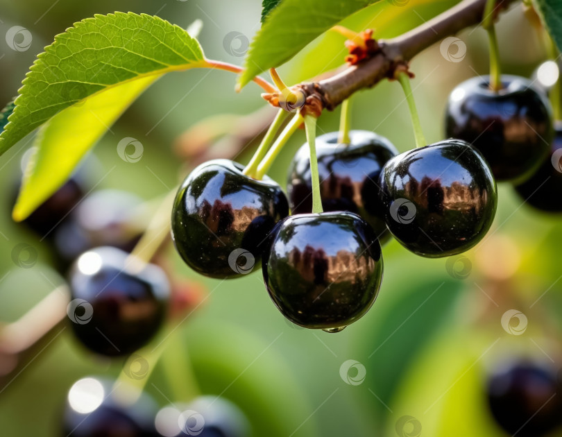 Скачать Черная черемуха крупным планом. Создан искусственный интеллект. фотосток Ozero