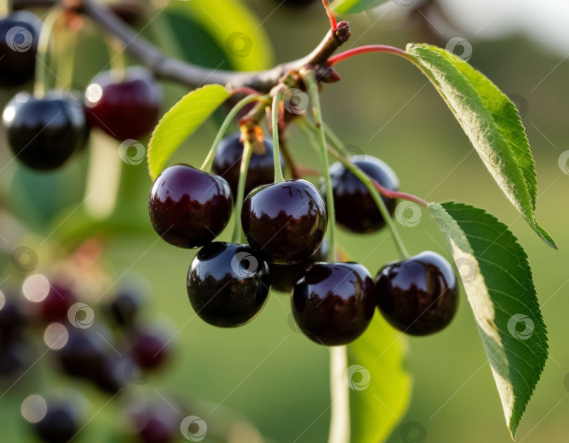Скачать Черная черемуха крупным планом. Создан искусственный интеллект. фотосток Ozero