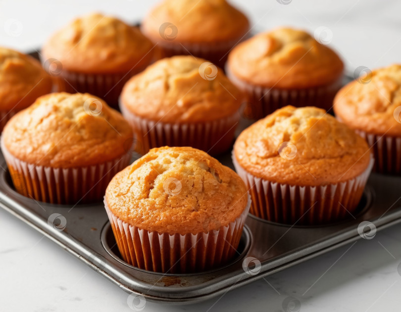 Скачать Домашние кексы на противне. Создан искусственный интеллект. фотосток Ozero