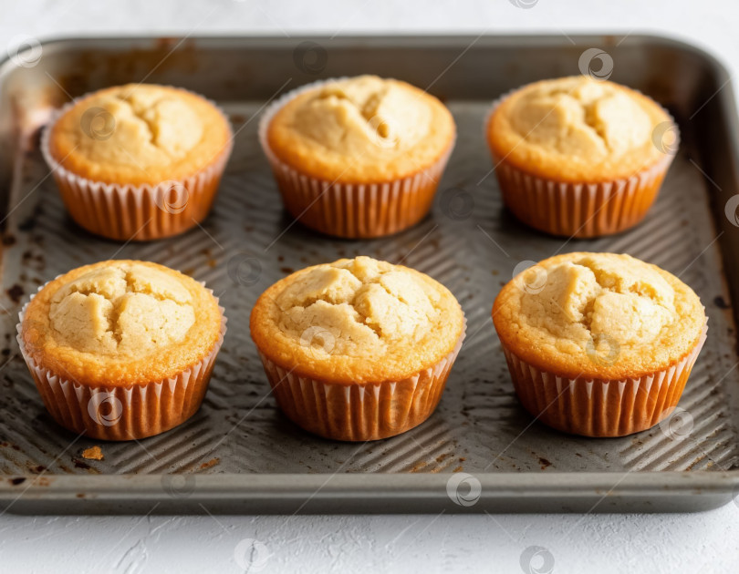Скачать Домашние кексы на противне. Создан искусственный интеллект. фотосток Ozero